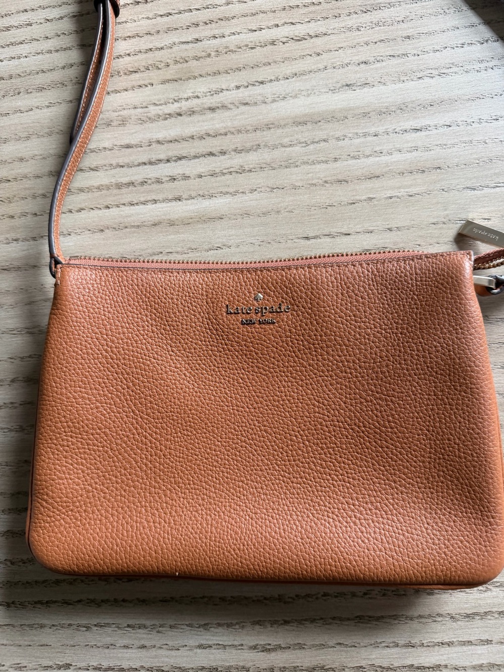 Authentic kate spade Pebbled Leather Crossbody in warm gingerbread